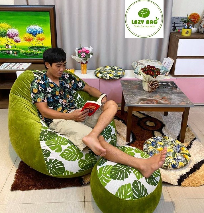   Ghế lười giọt nước Size Đại ( 90cm x 1,2m) Vải Canvas + Nhung Lạnh HQ