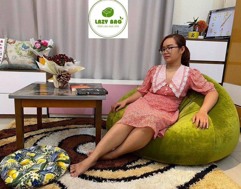 Ghế lười giọt nước tựa lưng Size M(80 x 1,1m) vải Nhung lạnh Hàn Quốc 