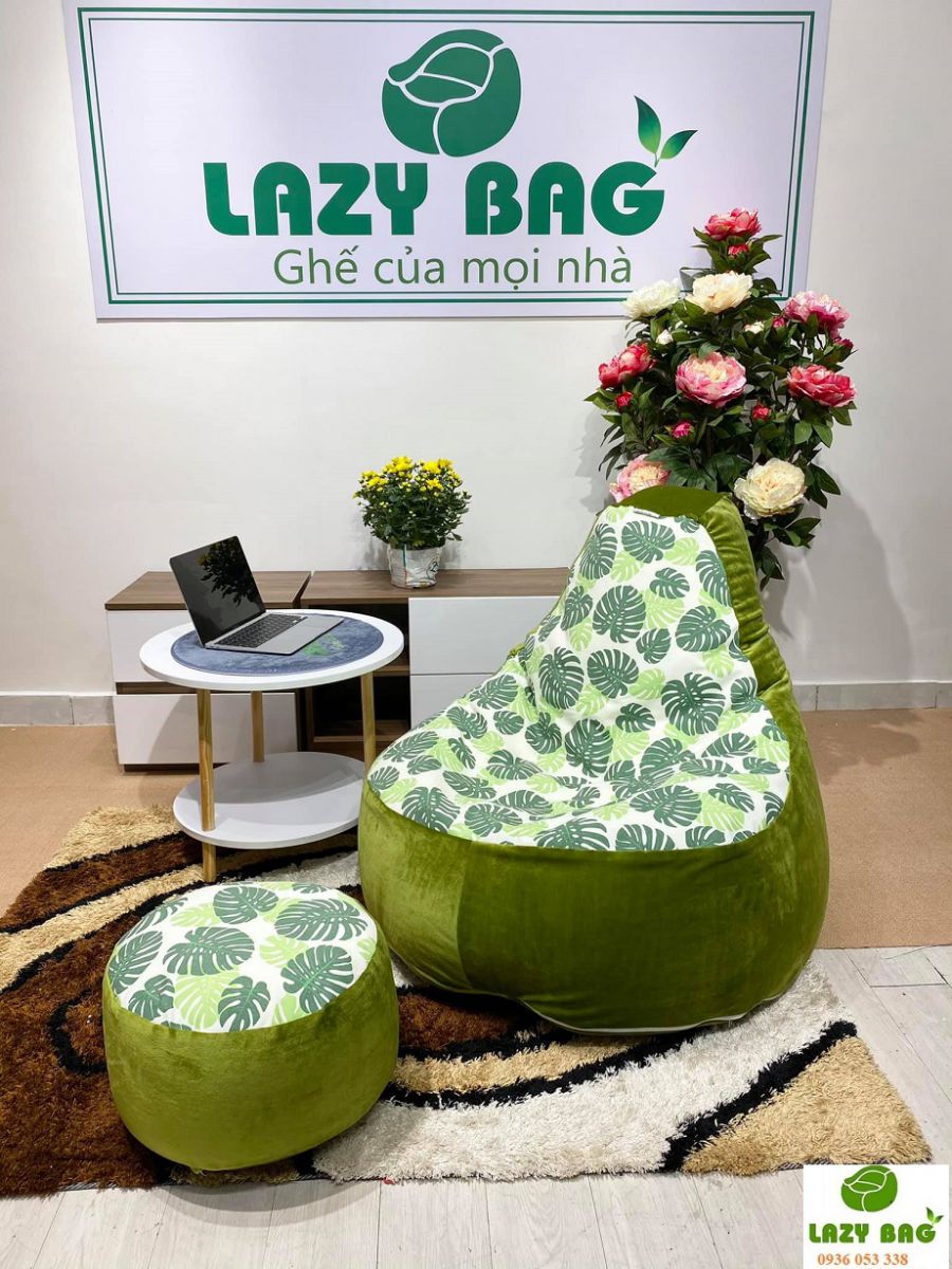     Ghế lười quả Lê có tựa lưng size đại (90cm x 1,4m) Nhung lạnh + Canvas