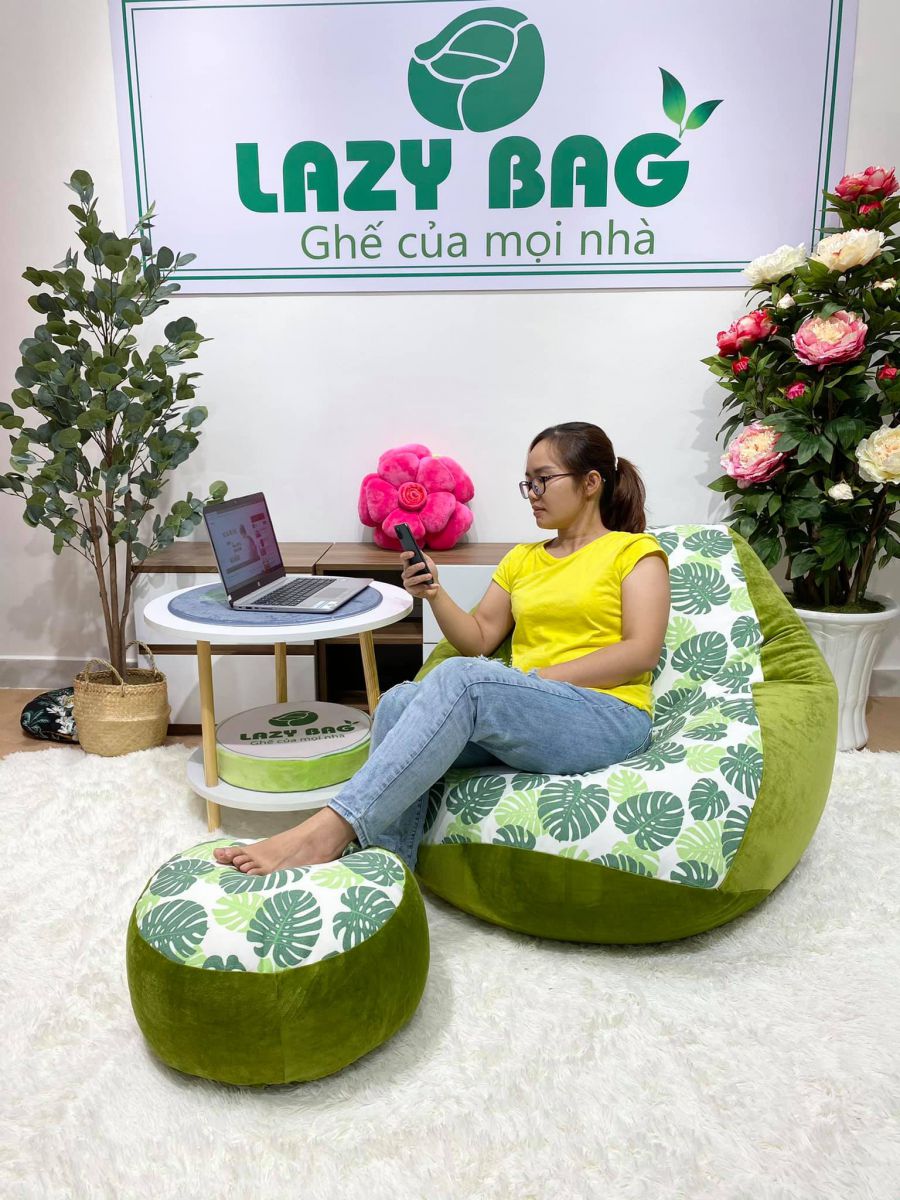   Ghế lười giọt nước Size Đại ( 90cm x 1,2m) Vải Canvas + Nhung Lạnh HQ