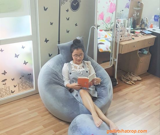 Ghế lười giọt nước tựa lưng Size M(80 x 1,1m) vải Nhung lạnh Hàn Quốc 
