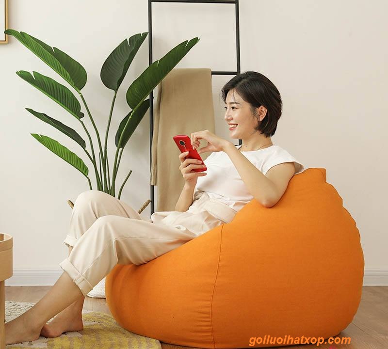 Ghế lười giọt nước tựa lưng Size M(80 x 1,1m) vải Nhung lạnh Hàn Quốc 